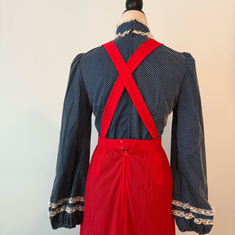 Vintage Handmade Dress with Red Apron Sz S - Picture 9 of 16